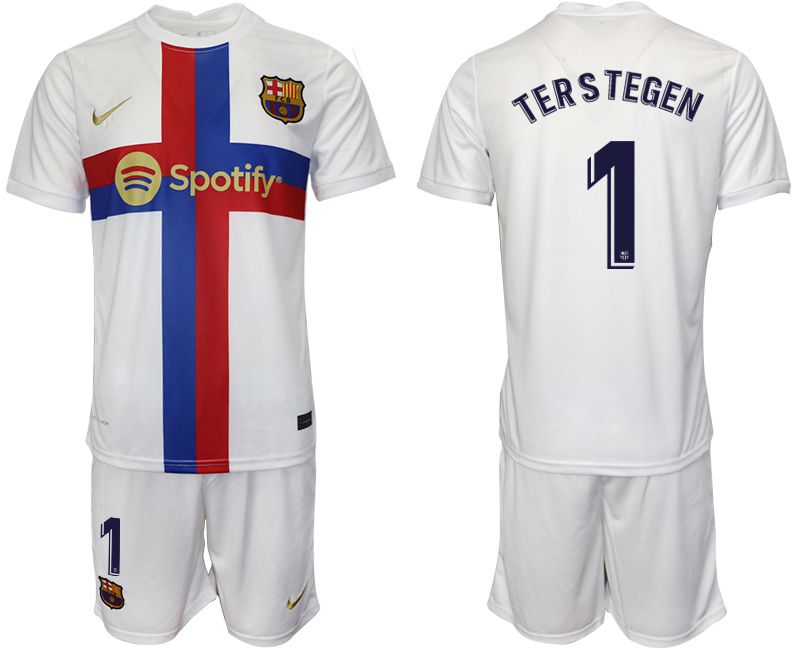 Men 2022-2023 Club Barcelona white away #1 Soccer Jersey